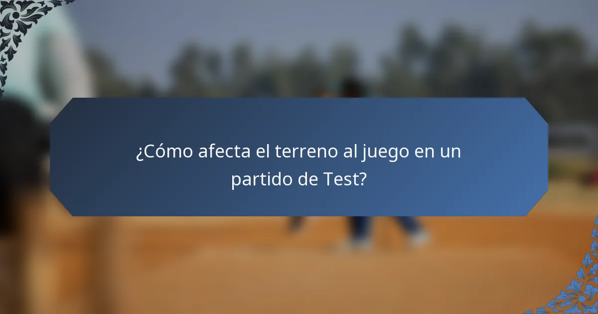 ¿Cómo afecta el terreno al juego en un partido de Test?
