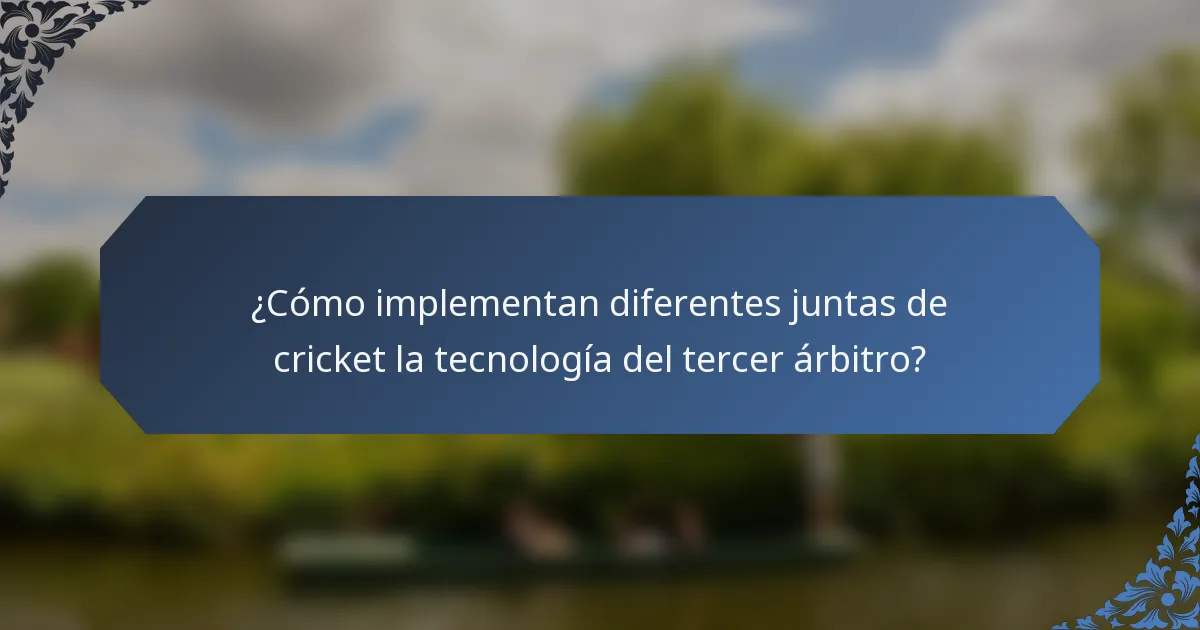 ¿Cómo implementan diferentes juntas de cricket la tecnología del tercer árbitro?