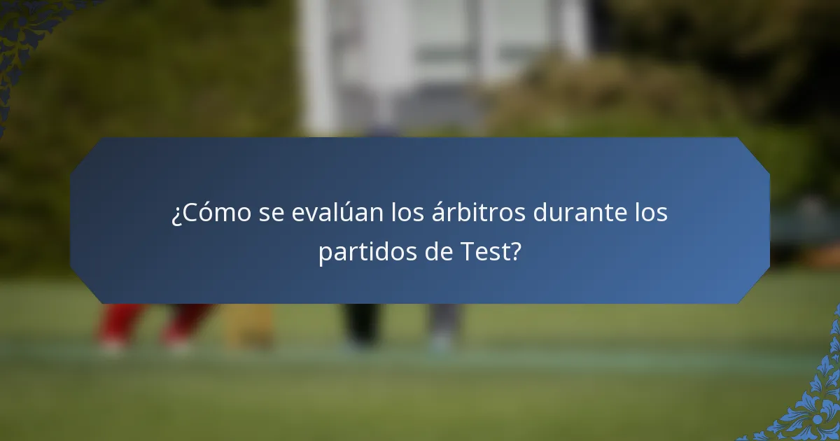 ¿Cómo se evalúan los árbitros durante los partidos de Test?