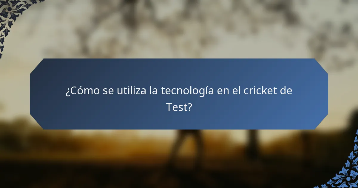 ¿Cómo se utiliza la tecnología en el cricket de Test?