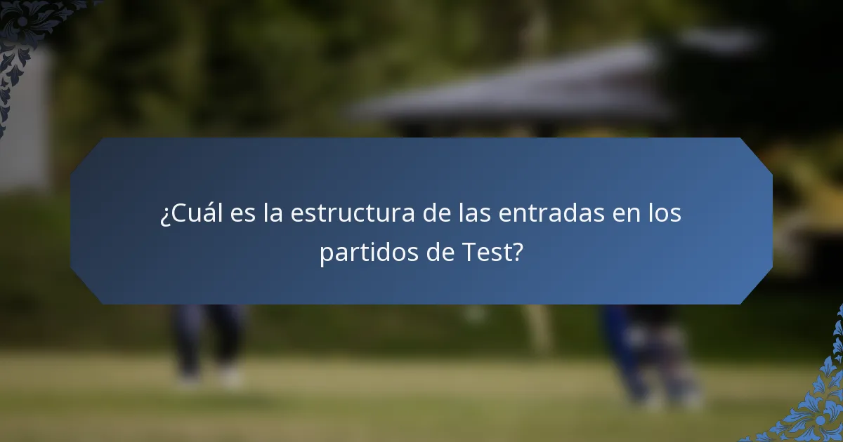 ¿Cuál es la estructura de las entradas en los partidos de Test?
