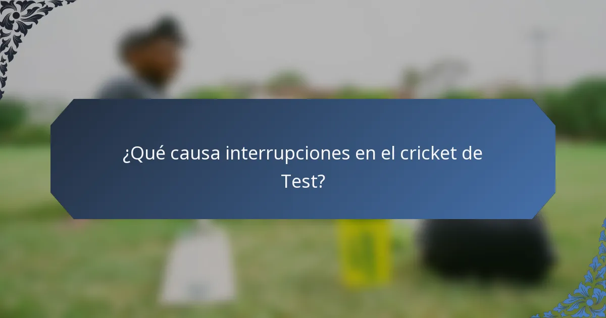 ¿Qué causa interrupciones en el cricket de Test?