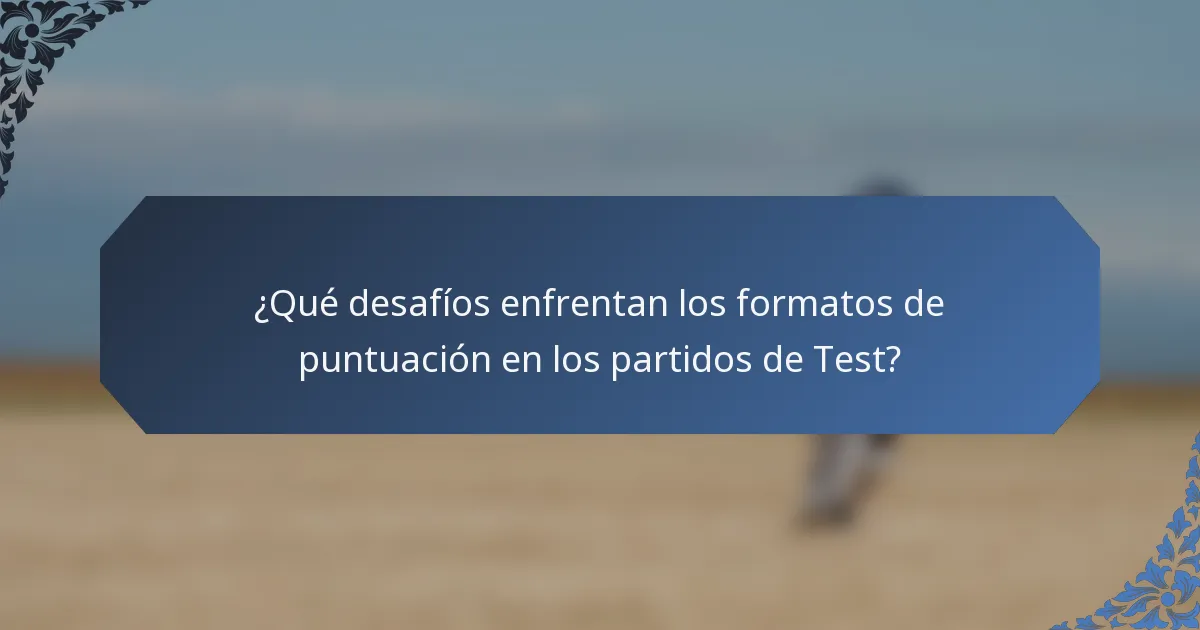 ¿Qué desafíos enfrentan los formatos de puntuación en los partidos de Test?